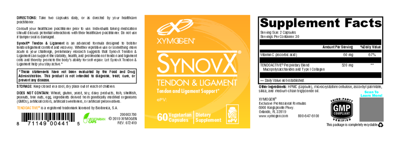 SynovX Tendon & Ligament 60 Capsules Curated Wellness