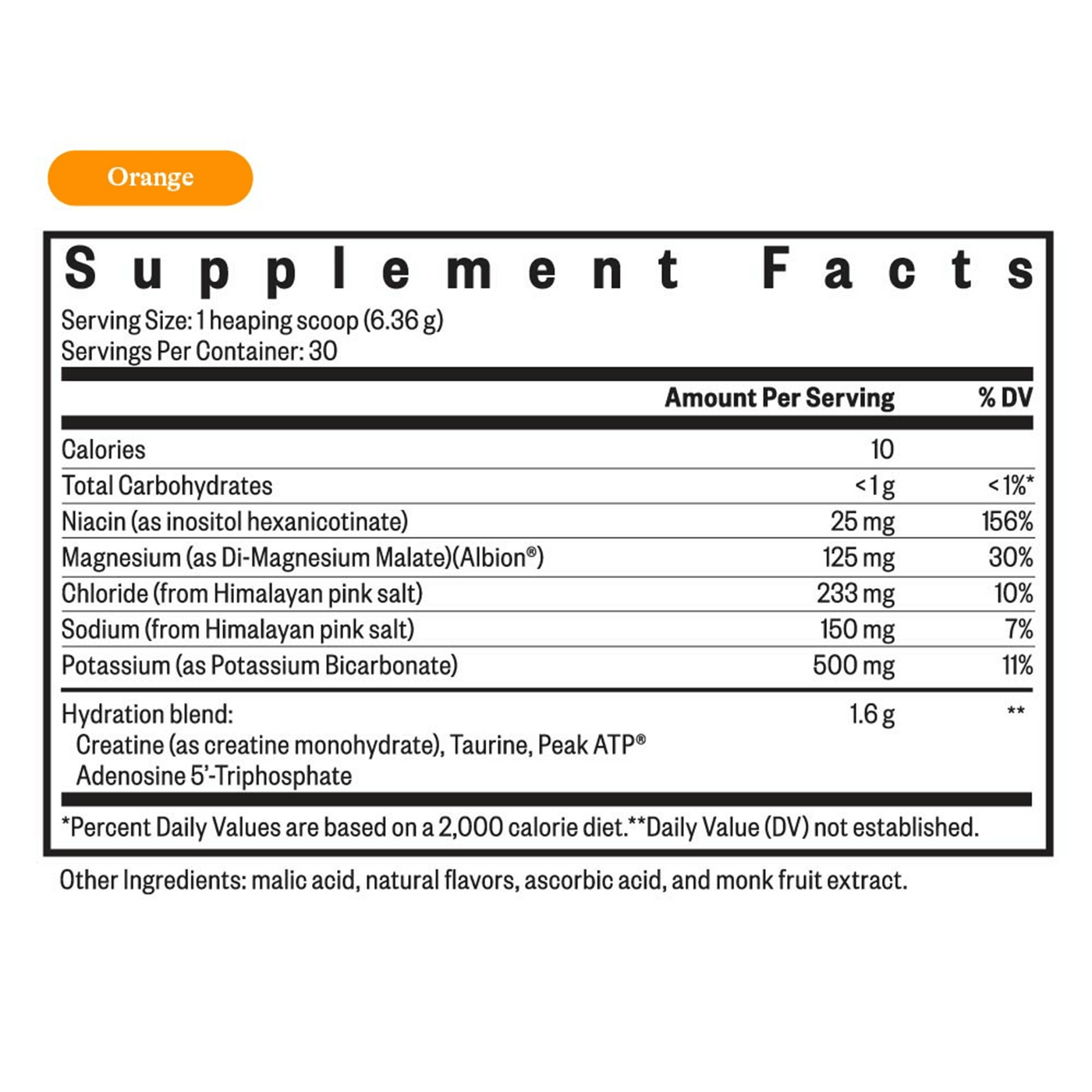 Optimal Electrolyte Orange 190.8g Curated Wellness