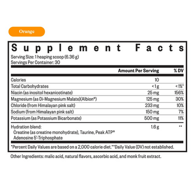 Optimal Electrolyte Orange 190.8g Curated Wellness