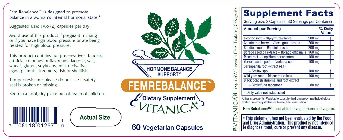 Fem Rebalance 60 caps Curated Wellness