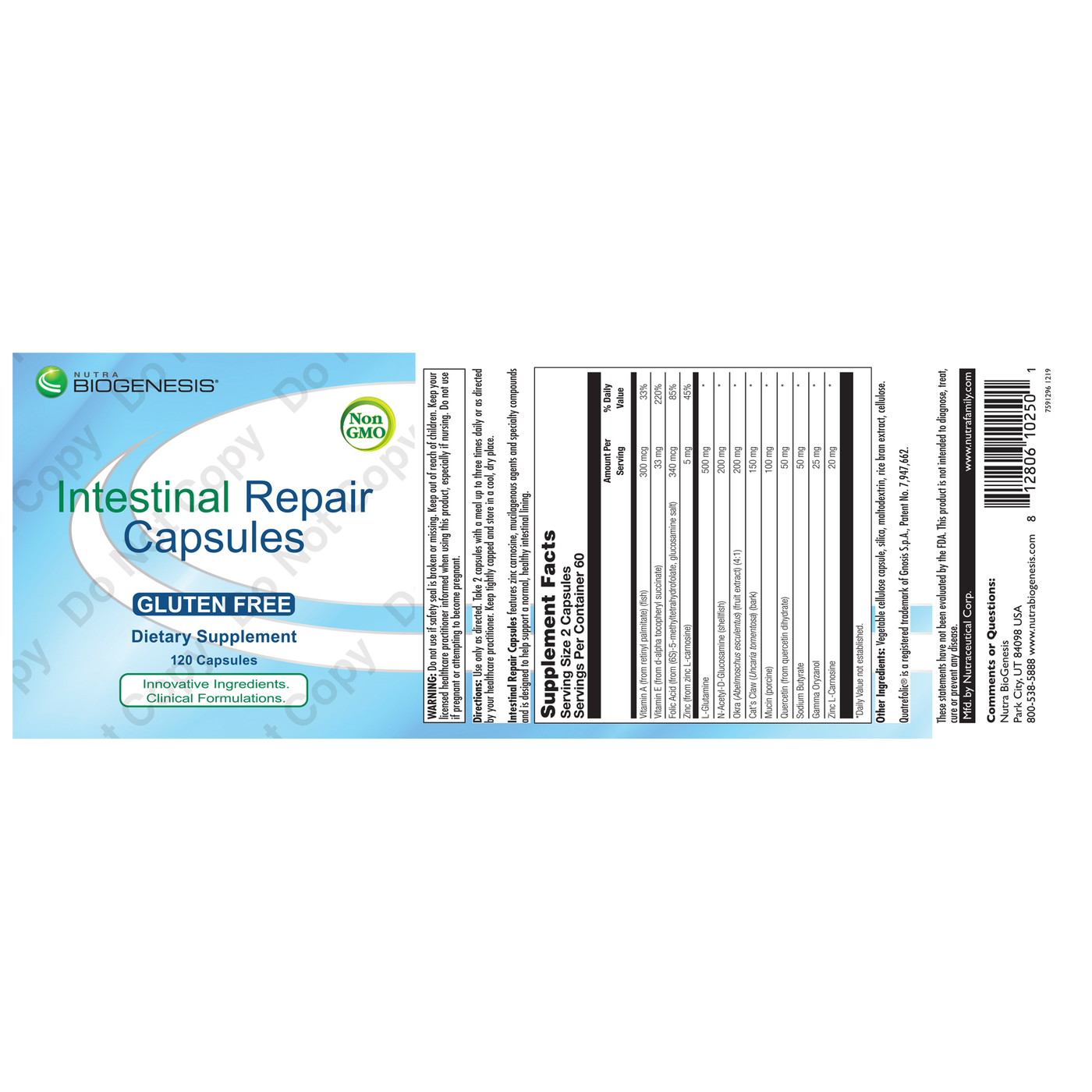 Intestinal Repair Capsules 120 vcaps Curated Wellness