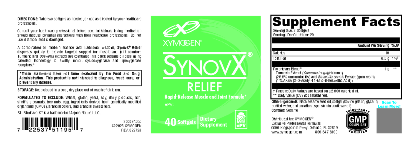 SynovX Relief 40 Softgels Curated Wellness