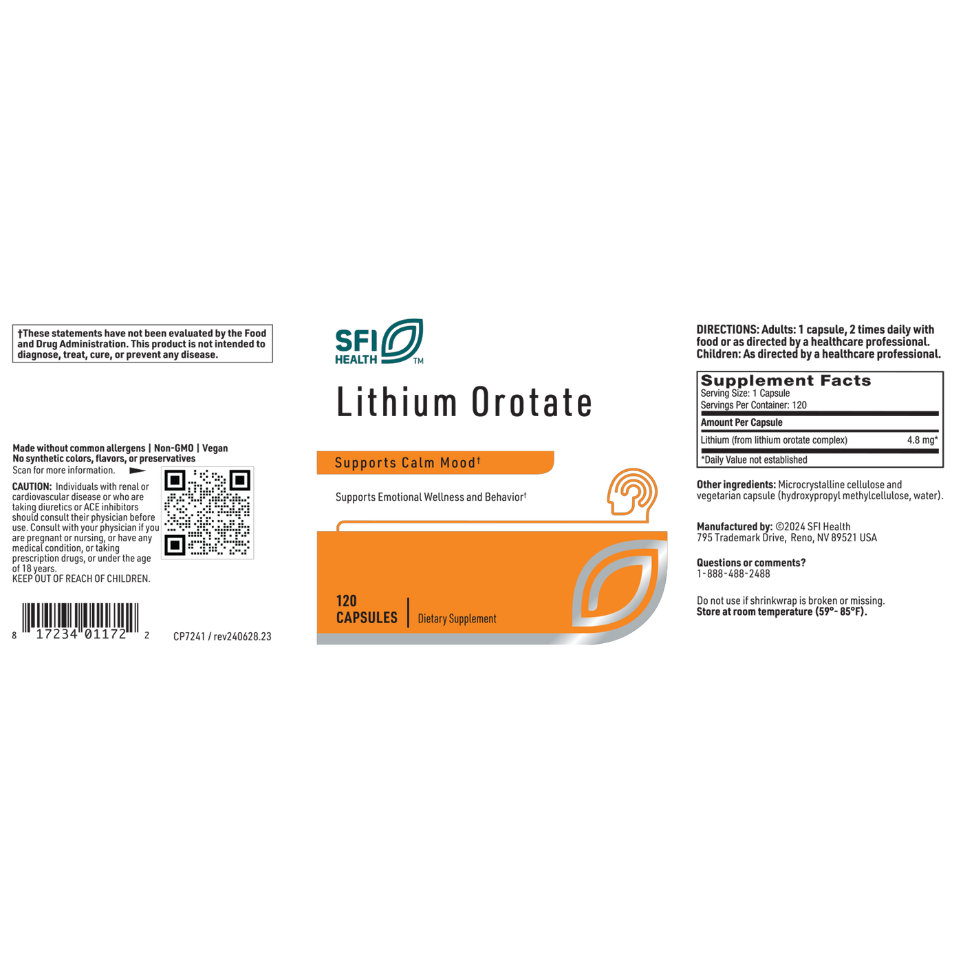 Lithium Orotate 4.8 mg 120 vcaps Curated Wellness