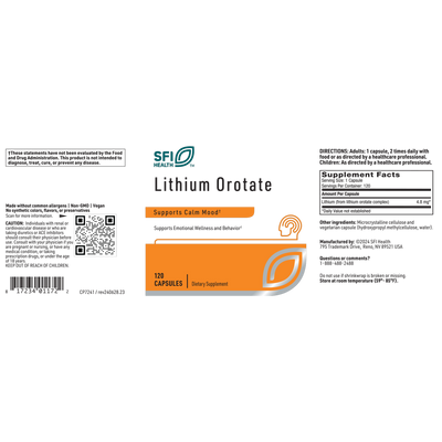 Lithium Orotate 4.8 mg 120 vcaps Curated Wellness