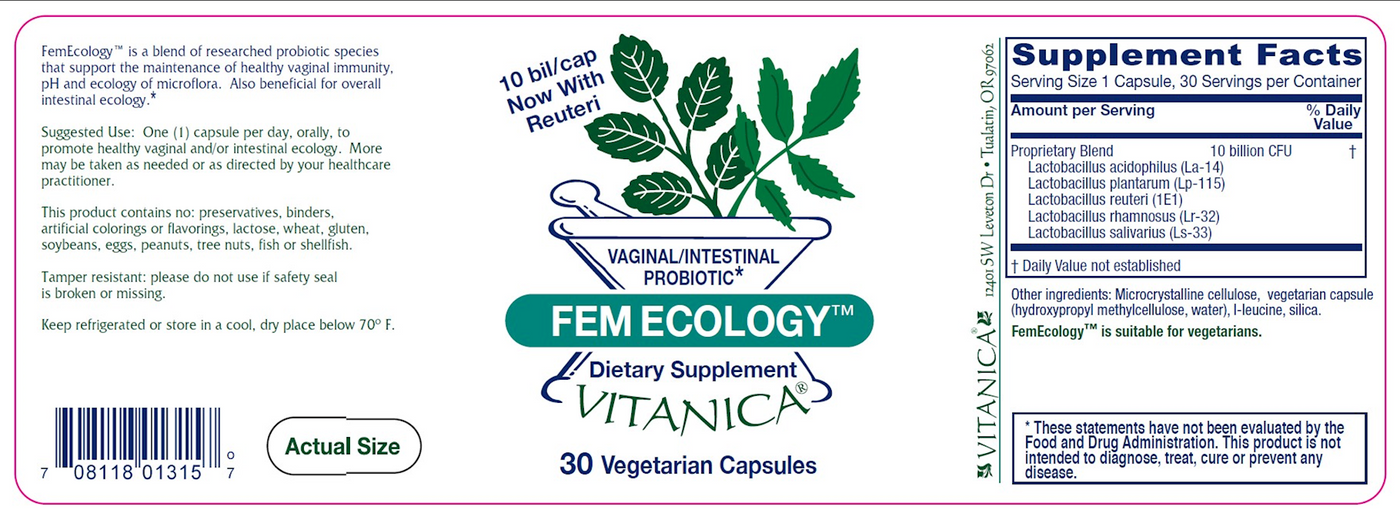 FemEcology 30 vcaps Curated Wellness