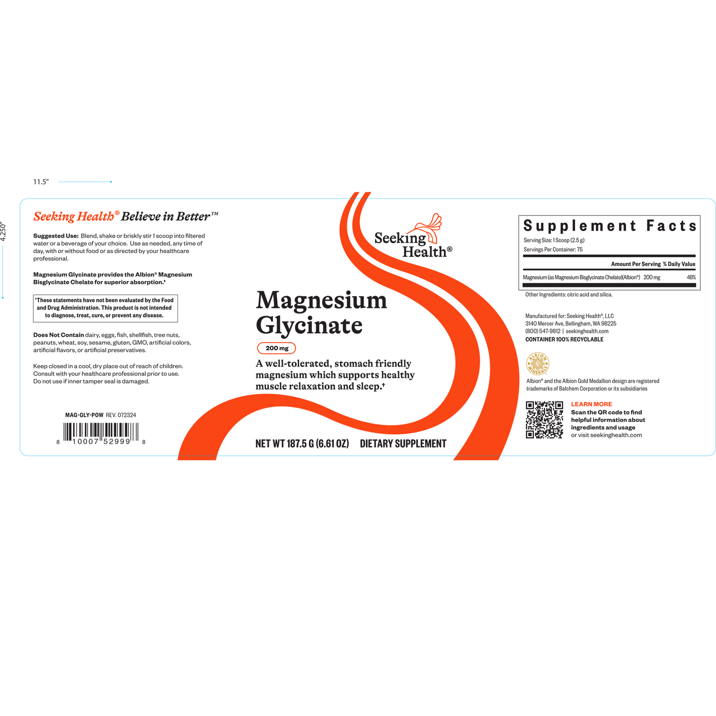 Magnesium Glycinate Powder  Curated Wellness