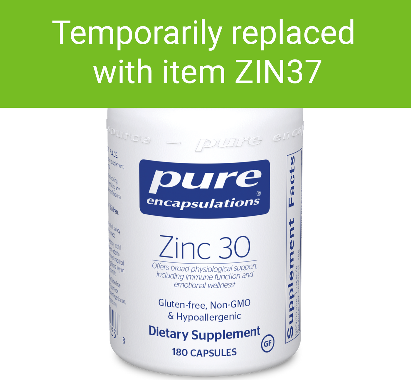 Zinc 30 180 vcaps Curated Wellness