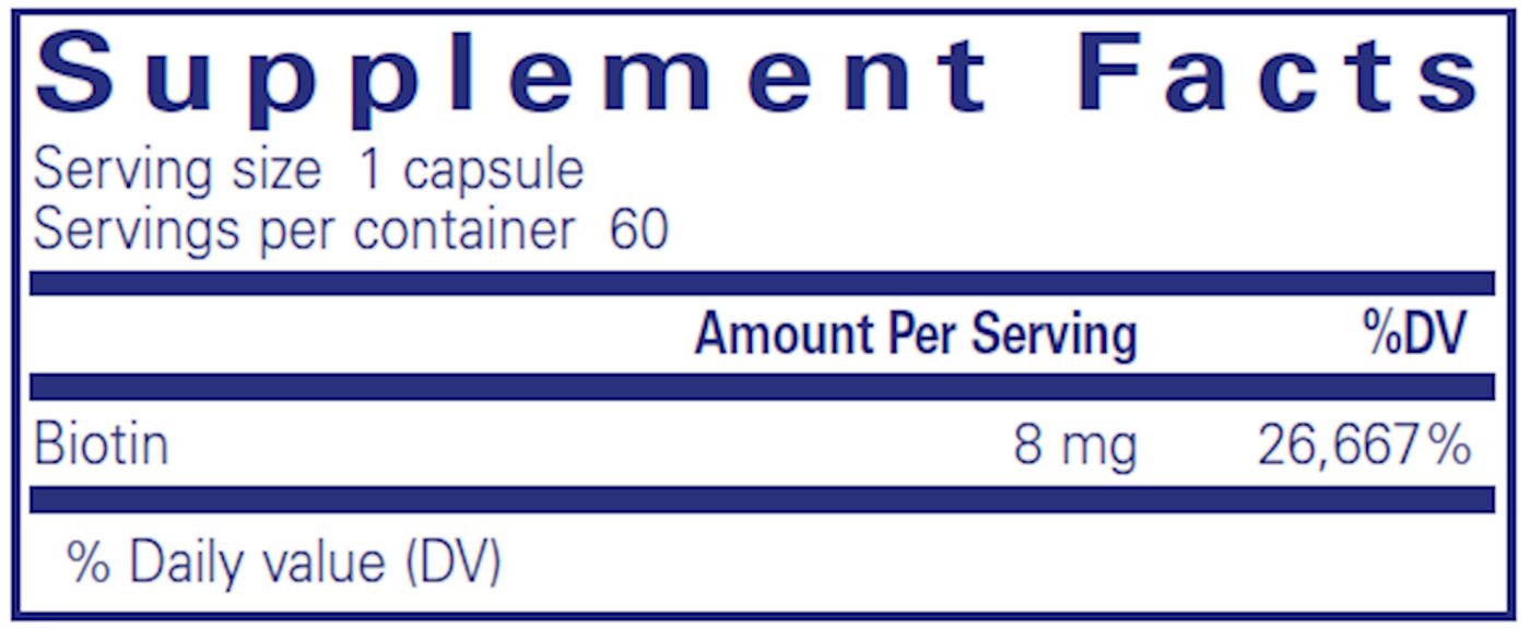 Biotin 8 mg 60 vcaps Curated Wellness