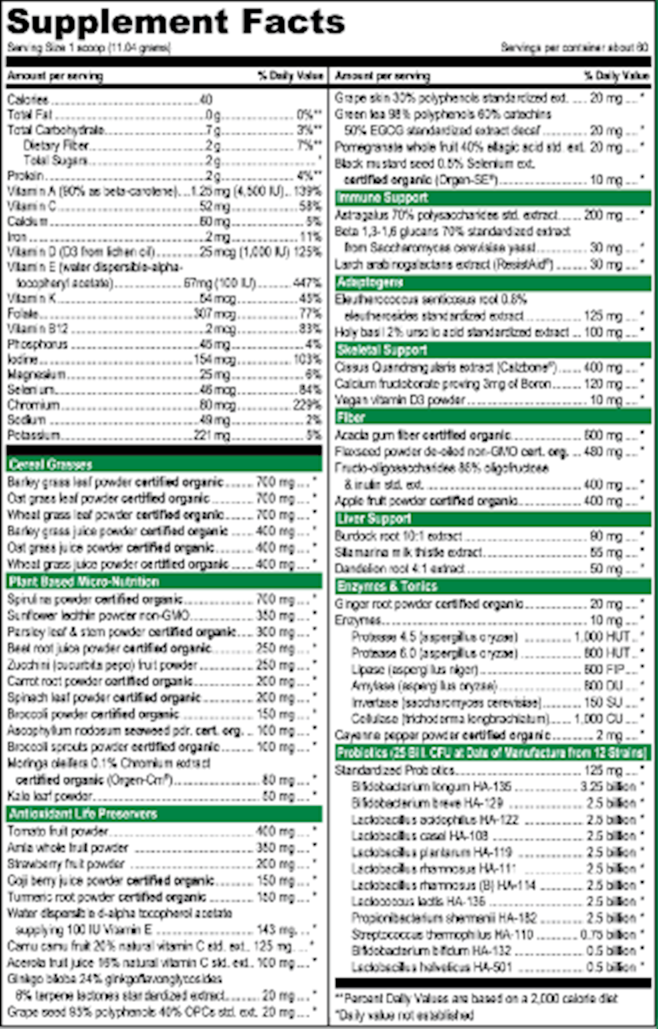 Green Vibrance 60 Servings Curated Wellness