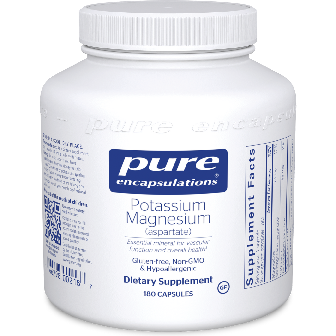 Potassium Magnesium (aspartate) 180vcaps Curated Wellness