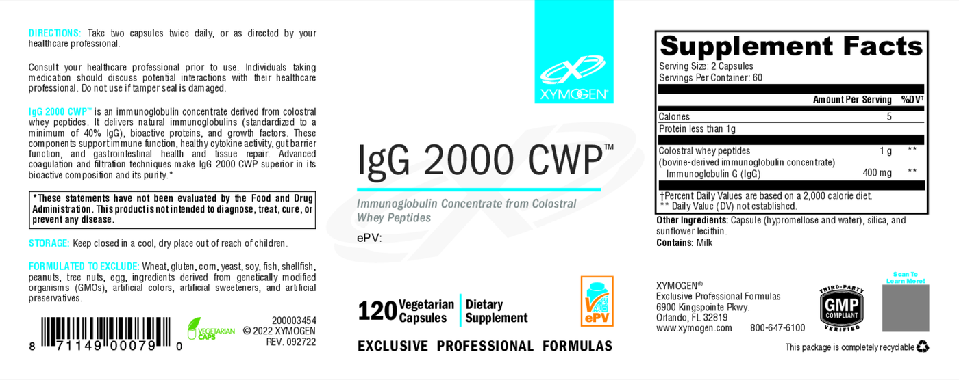 IgG 2000 CWP Capsules 120 Capsules Curated Wellness