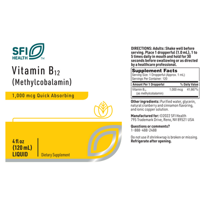 B12 Liquid (methylcobalamin) 1000 mcg