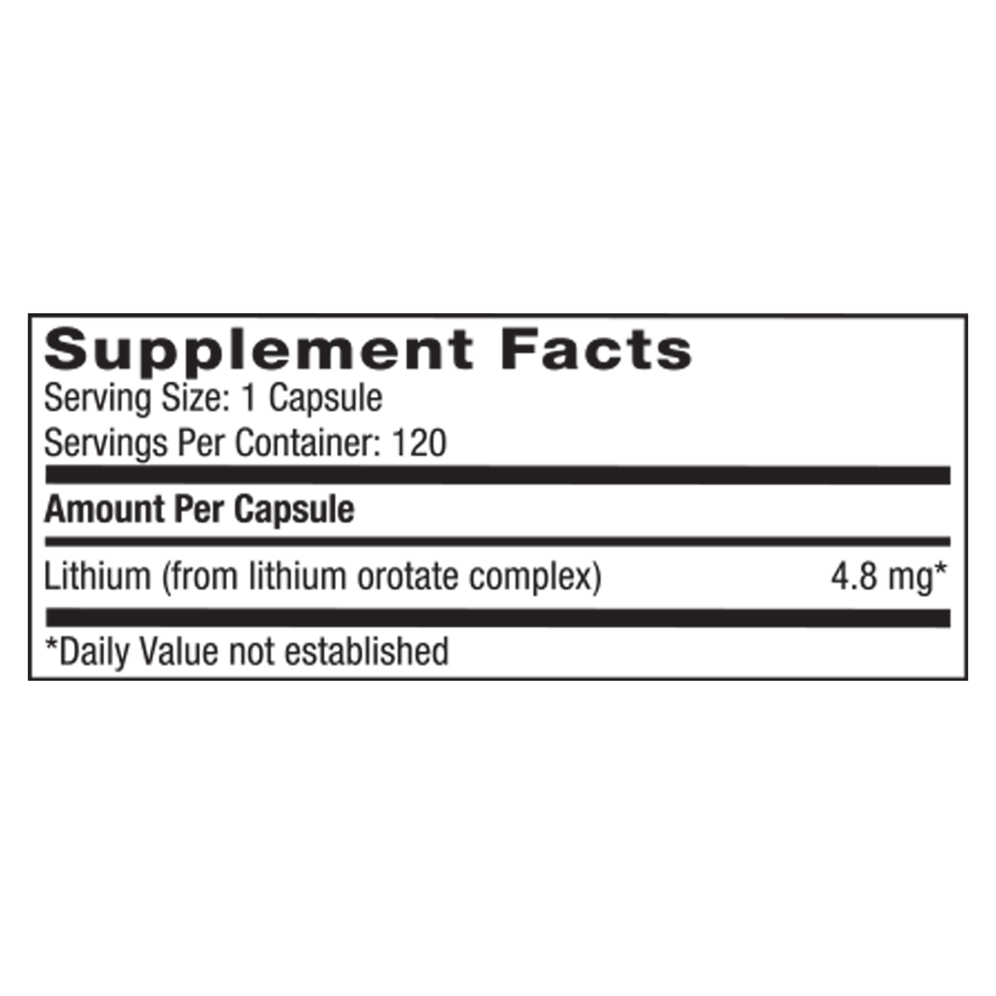 Lithium Orotate 4.8 mg 120 vcaps Curated Wellness