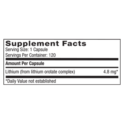 Lithium Orotate 4.8 mg 120 vcaps Curated Wellness