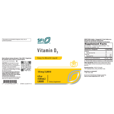Vitamin D3 Liquid (5,000 IU) 4 fl oz Curated Wellness