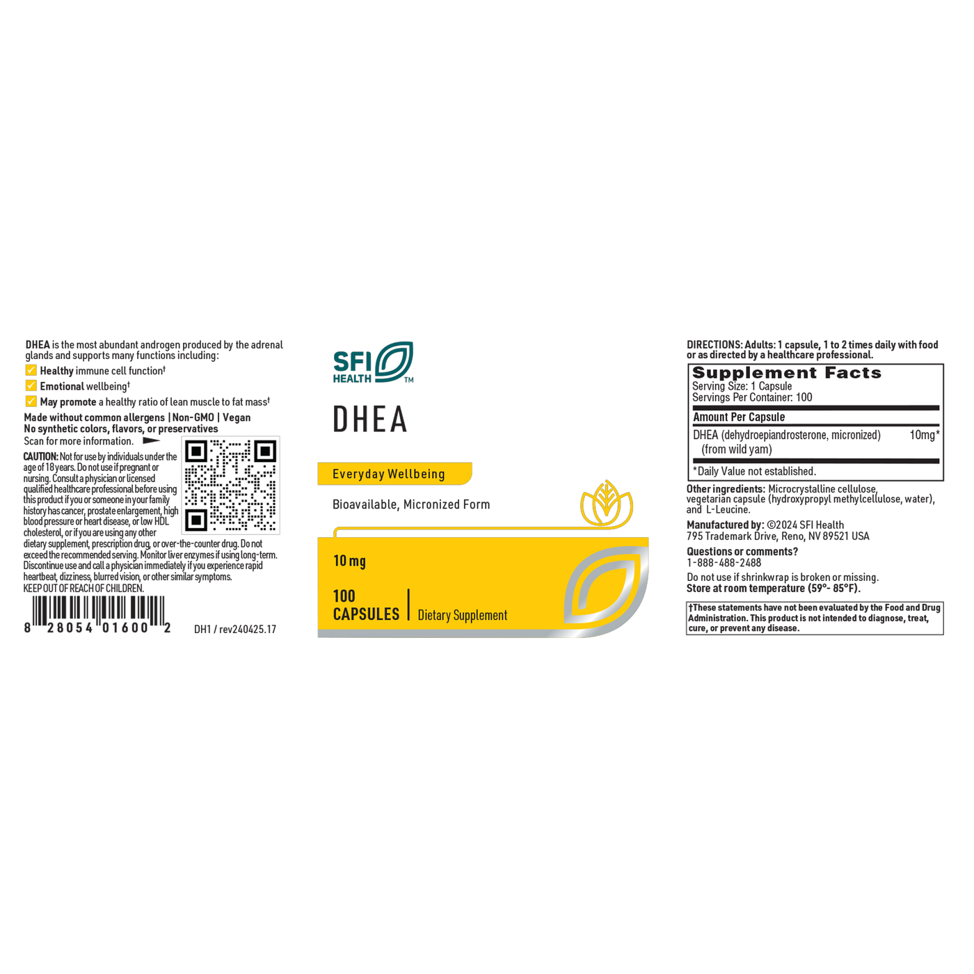 DHEA 10 mg 100 caps Curated Wellness