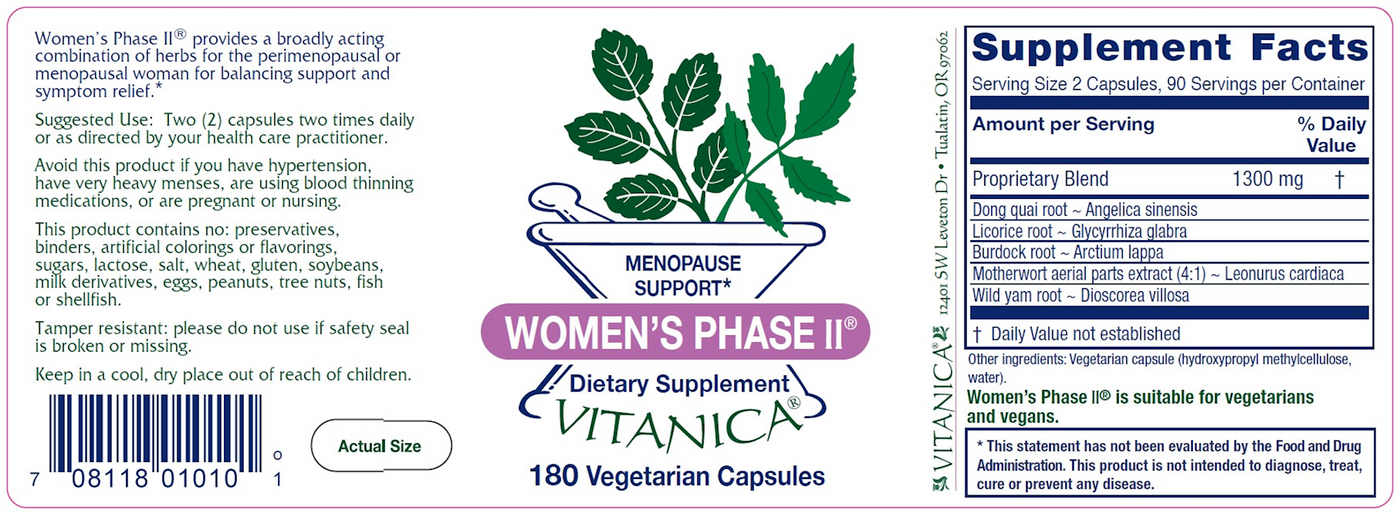 Women's Phase II 180 caps Curated Wellness