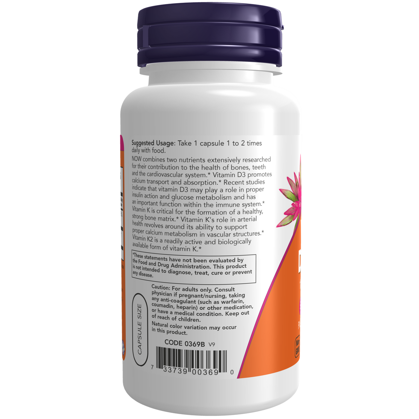 Vitamin D-3&K-2 1000 IU/45 mcg 120 vcap Curated Wellness