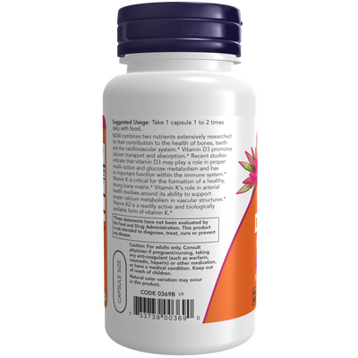 Vitamin D-3&K-2 1000 IU/45 mcg 120 vcap Curated Wellness