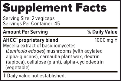 ImmunoKinoko AHCC 500 mg 90 vcaps Curated Wellness