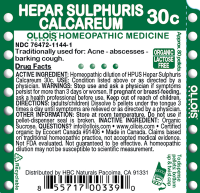 Hepar Sulphuris Calc. 30C Pellets, 80ct Curated Wellness