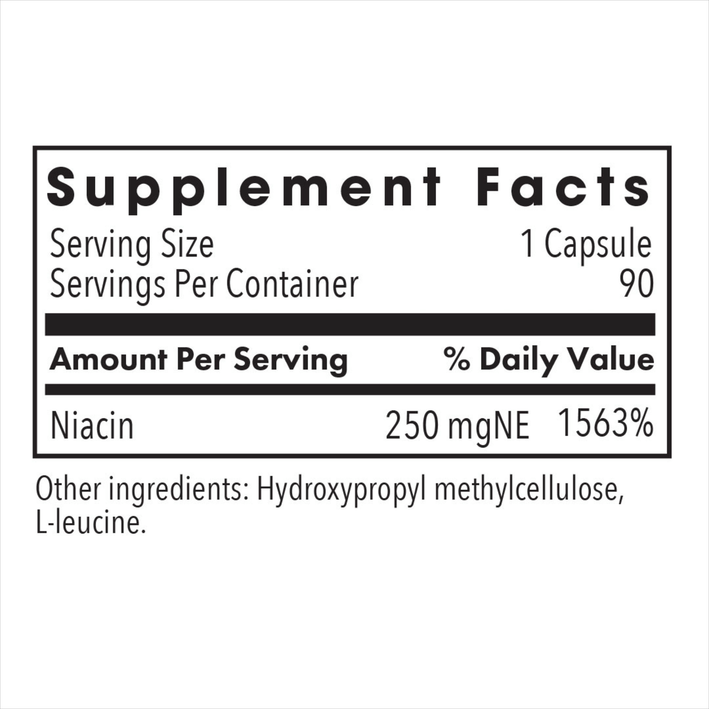 Niacin Vitamin B3 250 mg 90 caps Curated Wellness