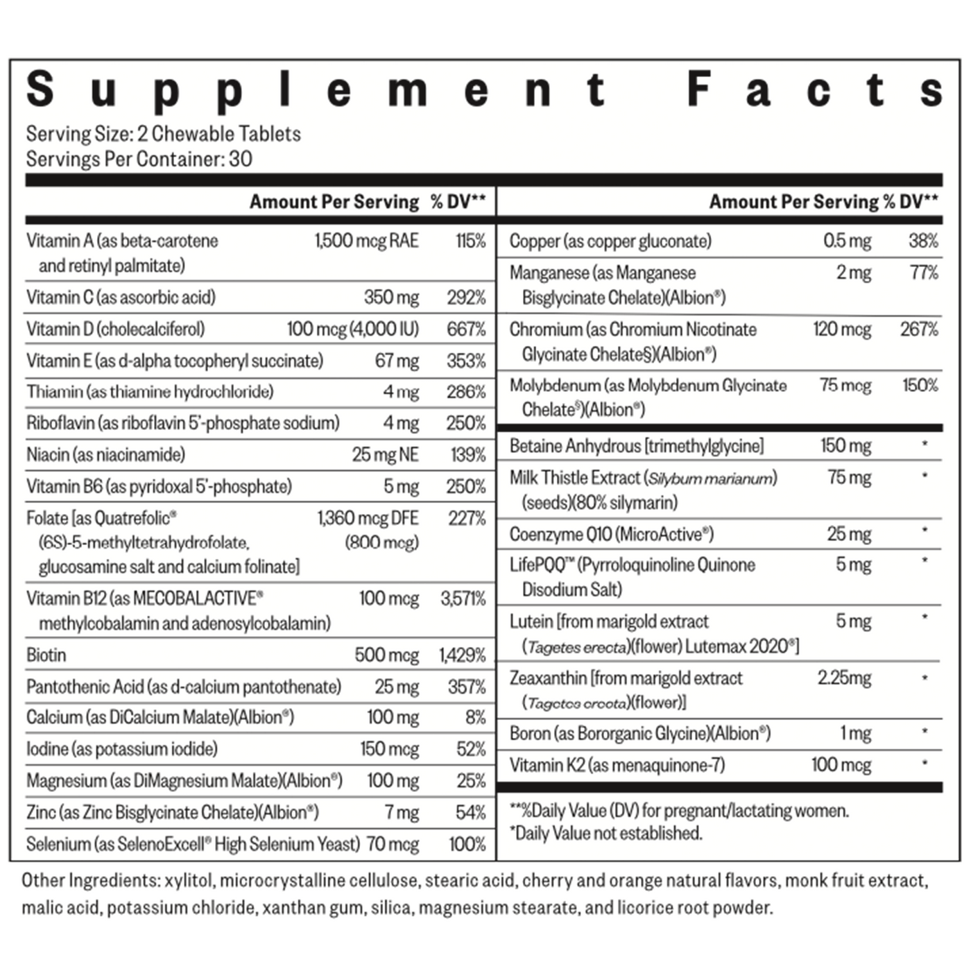 Optimal Prenatal 60 chewable tabs Curated Wellness