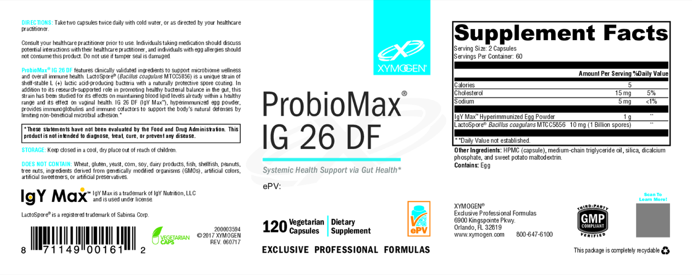 ProbioMax IG 26 DF 120 Capsules Curated Wellness