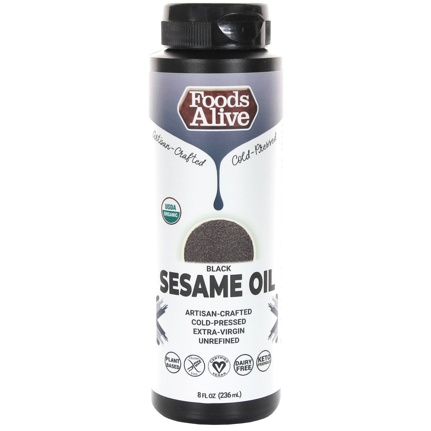 Black Sesame Seed Oil Organic 8 fl oz Curated Wellness
