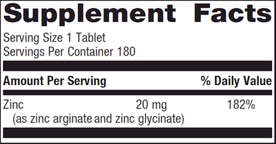 Zinc A.G. 20 mg 180 tabs Curated Wellness