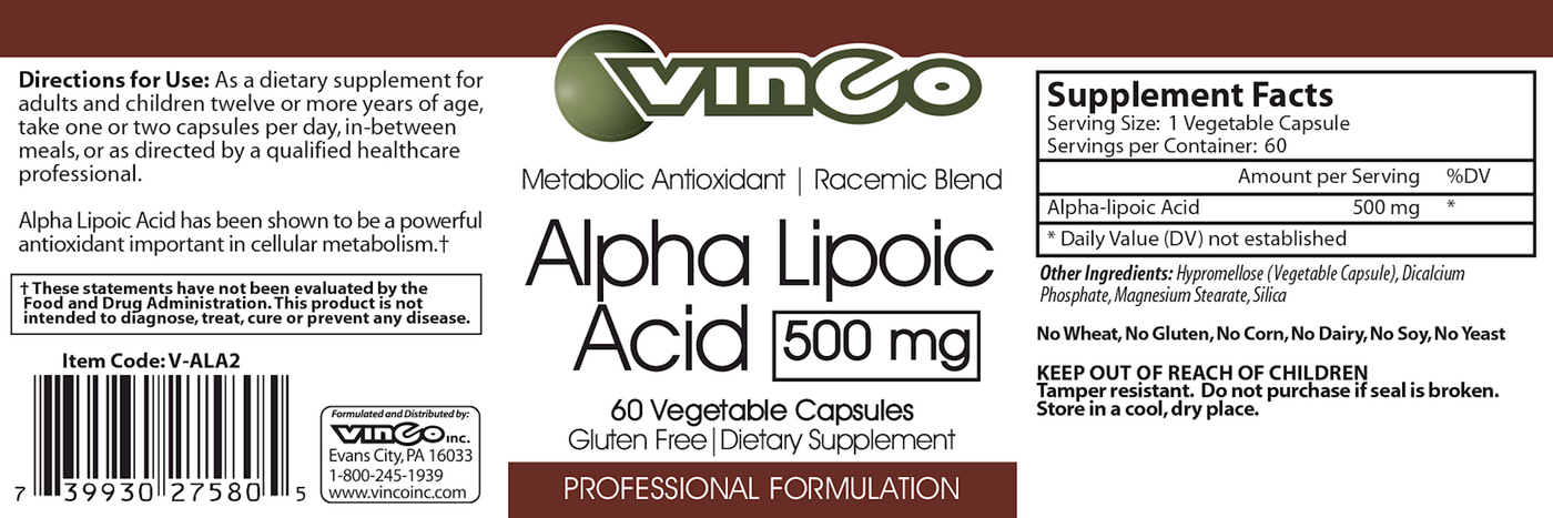 Alpha Lipoic Acid 500mg  Curated Wellness