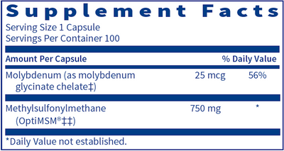 MSM 750 100 caps Curated Wellness