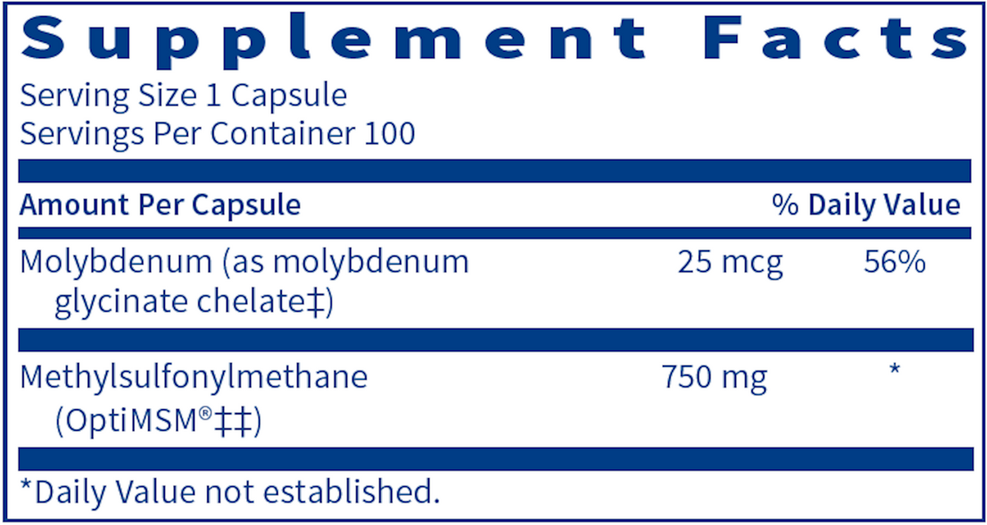 MSM 750 100 caps Curated Wellness