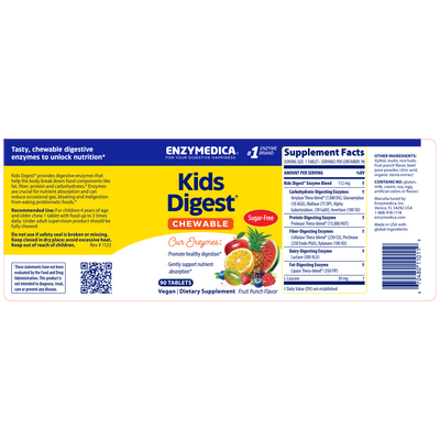 Kid's Digest 90 chewable tabs Curated Wellness