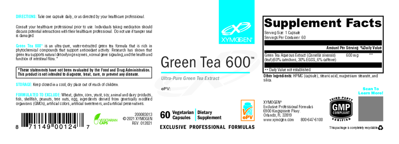 Green Tea 600 60 Capsules Curated Wellness