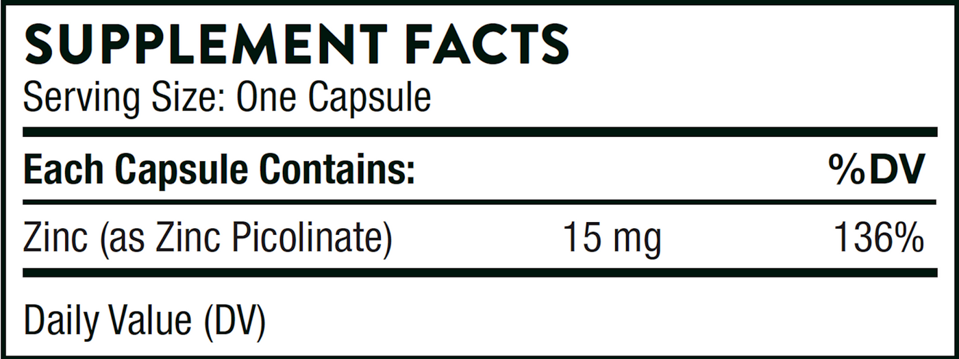 Zinc Picolinate 15 mg  Curated Wellness