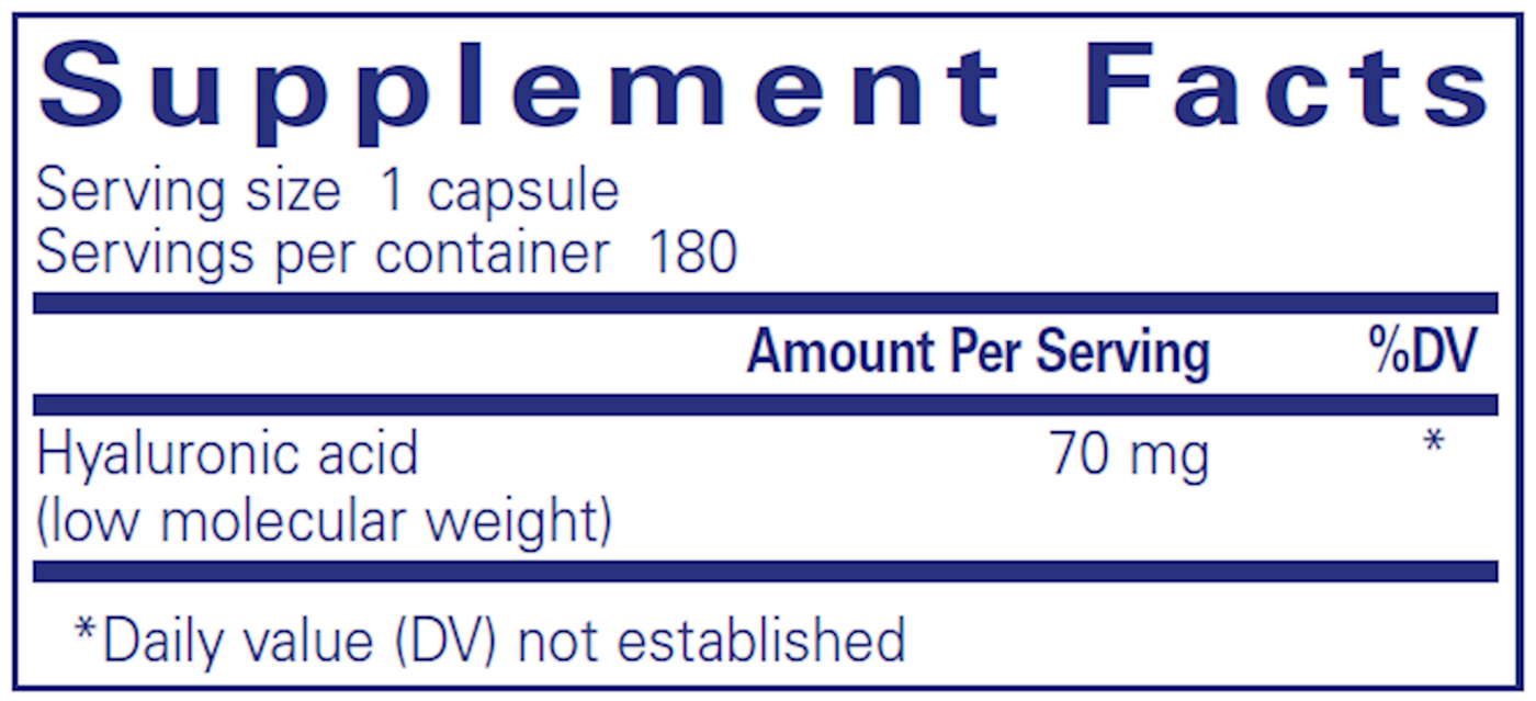 Hyaluronic Acid 70 mg 180 vcaps Curated Wellness