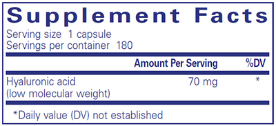 Hyaluronic Acid 70 mg 180 vcaps Curated Wellness