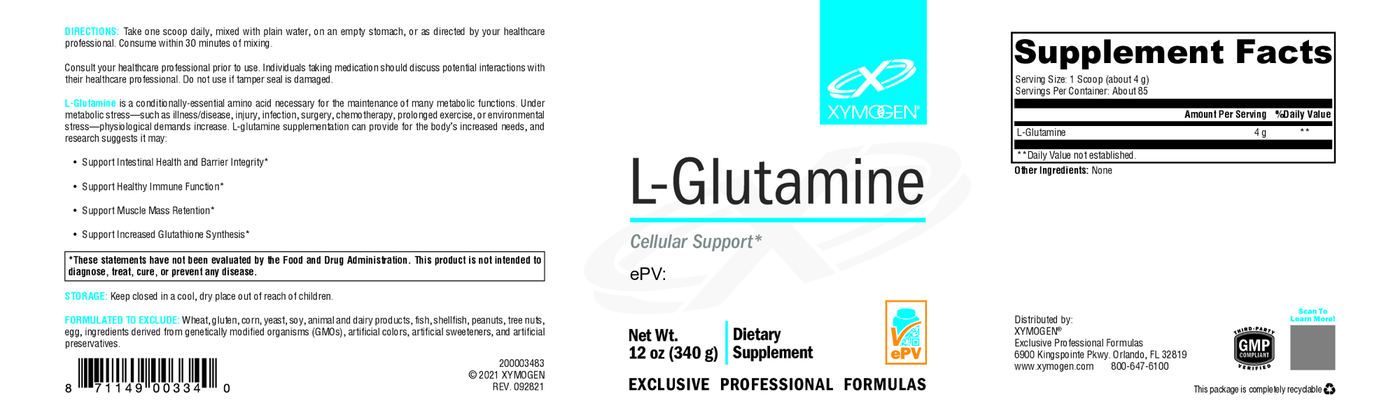 L-Glutamine 340g Curated Wellness