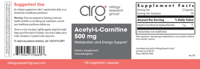 Acetyl-L-Carnitine 500 mg 100 caps Curated Wellness