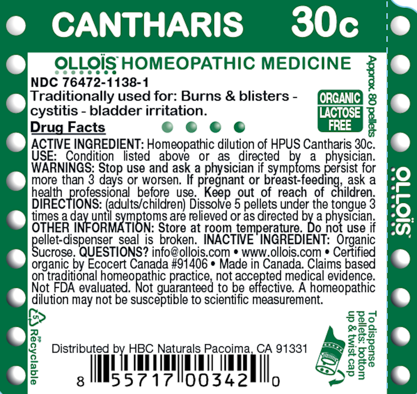 Cantharis 30c Pellets, 80ct Curated Wellness