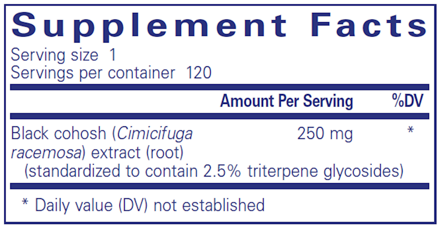 Black Cohosh 2.5 250 mg 120 caps Curated Wellness