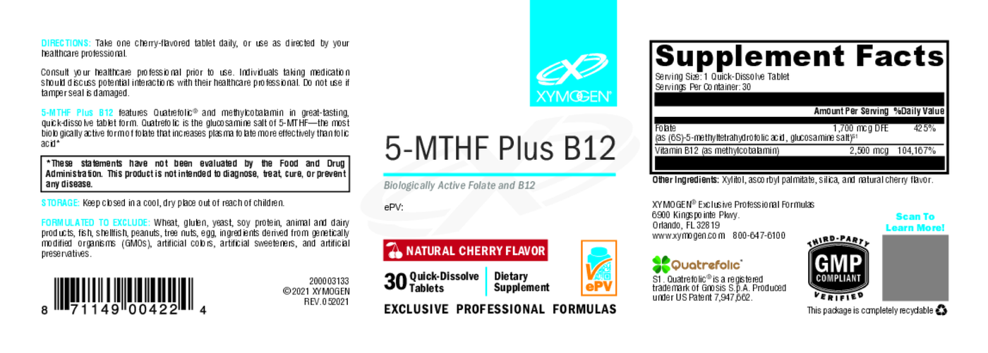 5-MTHF Plus B12 Cherry 30 Tablets Curated Wellness