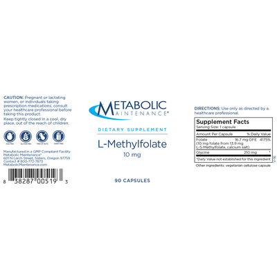 L-Methylfolate 10 mg 90 caps Curated Wellness