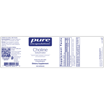 Choline (bitartrate) 100c Curated Wellness