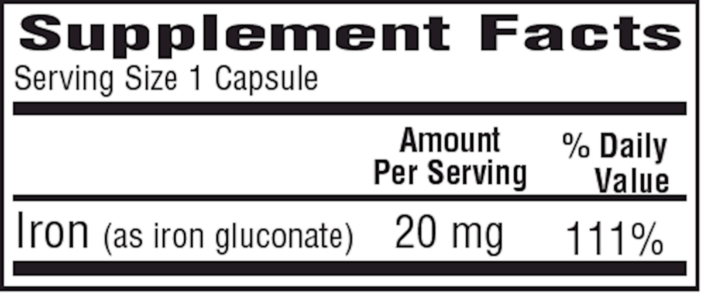 Fe-20 Ferrous Gluconate 20 mg  Curated Wellness