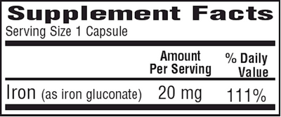 Fe-20 Ferrous Gluconate 20 mg  Curated Wellness