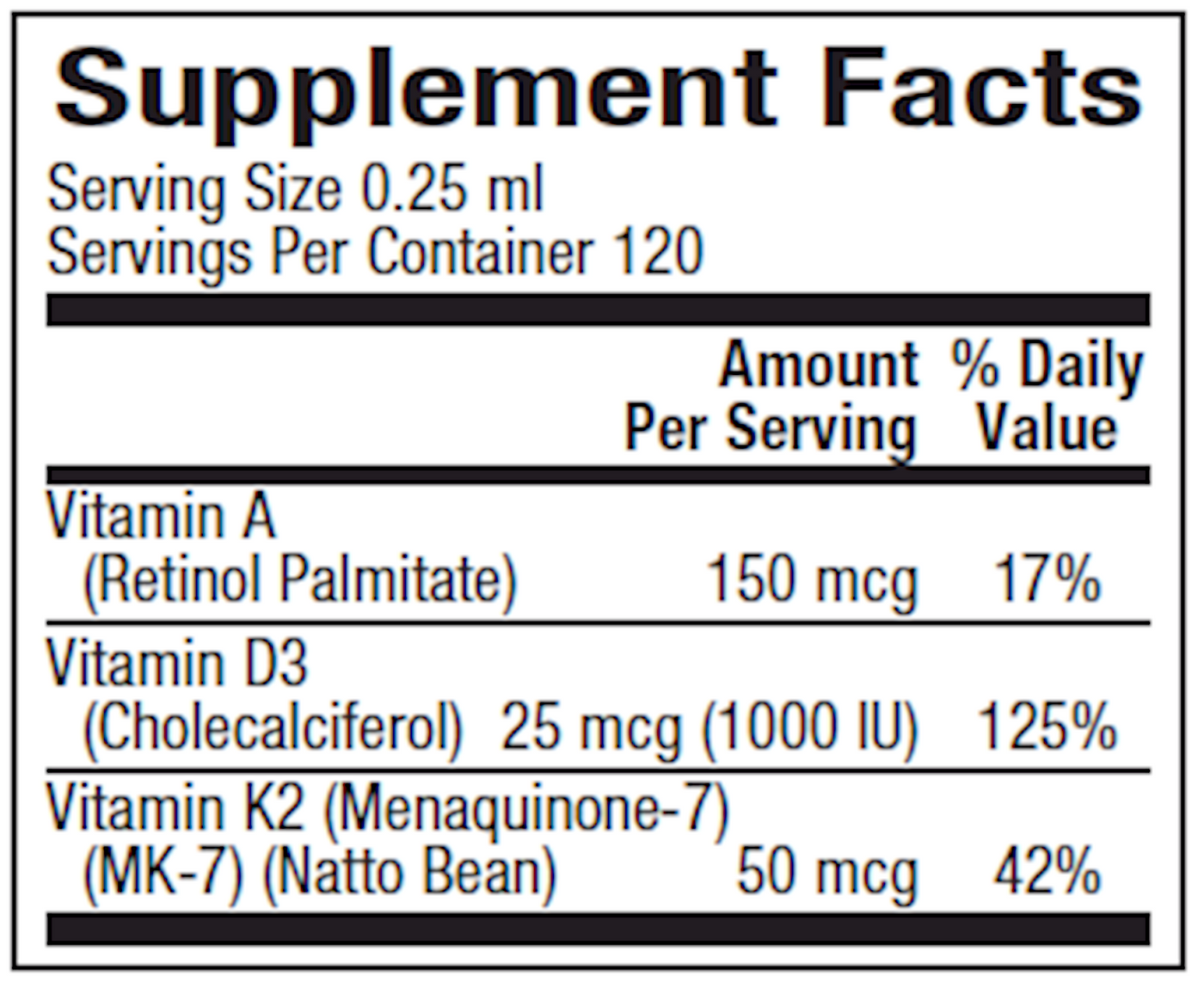 Vitamin K2, D3 & A 1 fl oz Curated Wellness