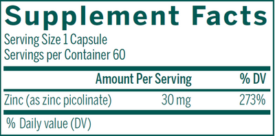 Zinc Picolinate Formula 60 vcaps Curated Wellness