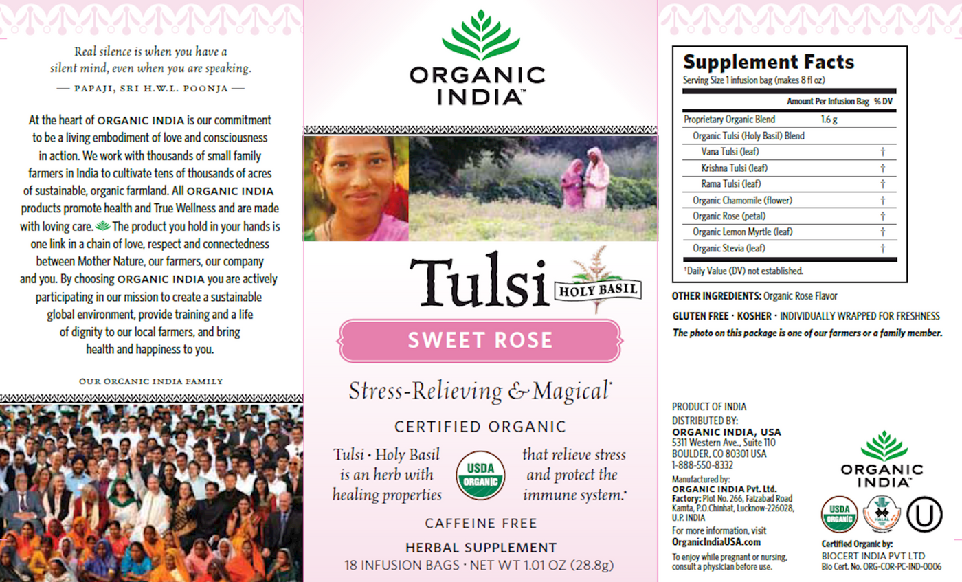 Tulsi Tea Sweet Rose 18 bags Curated Wellness